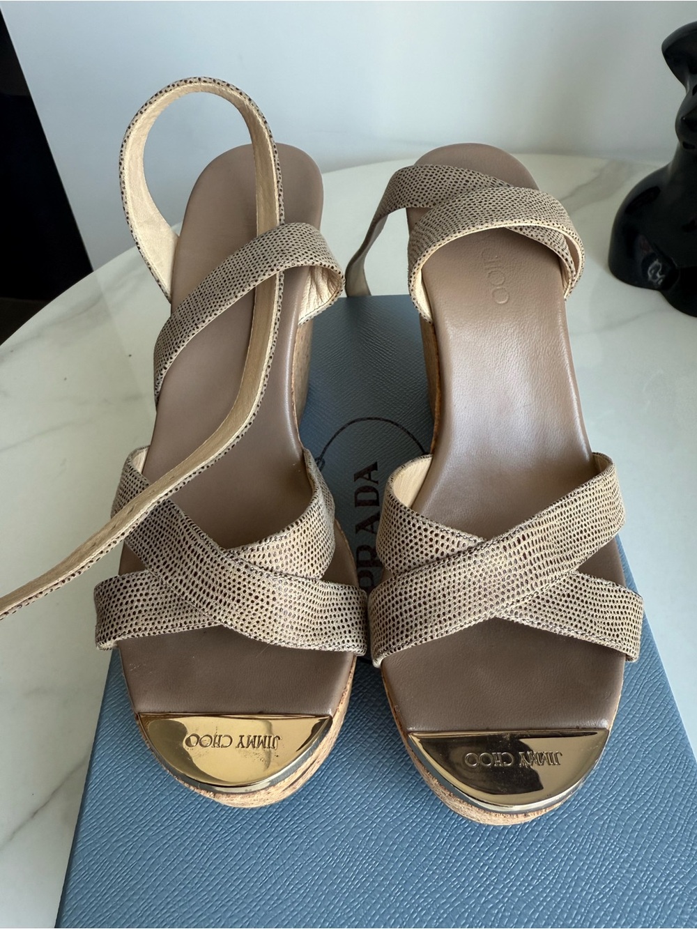 Jimmy Choo Papyrus Wedges strappy leather - Picture 9 of 12